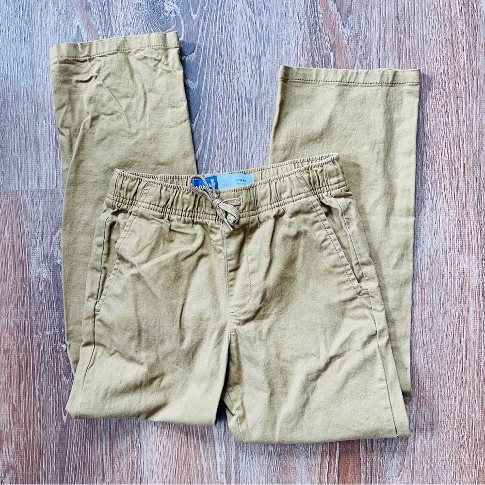 Old Navy Built-In Flex Straight Tech Pants Boys Size L 10-12 Medium Khaki Tan